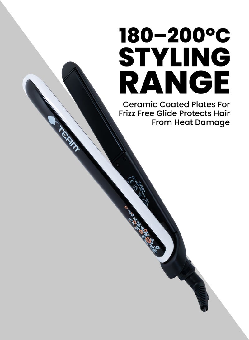 تيم Team Professional Hair Straightener for Women | Ceramic-Coated Floating Plates | Fast Heating PTC Technology | 180–200°C Adjustable Temperature | Smooth, Shiny, Frizz-Free Hair Styling - Image 3